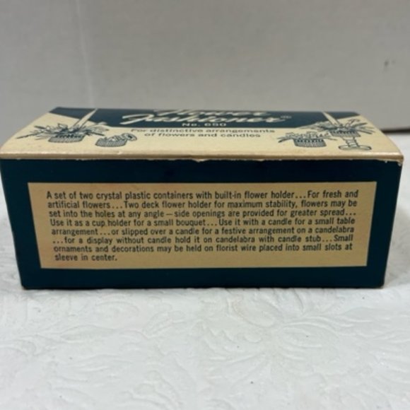 VTG 50's Flower Fashioner Set of 2 Crystal Plastic Flower Candle Holder No. 650 - Picture 2 of 9